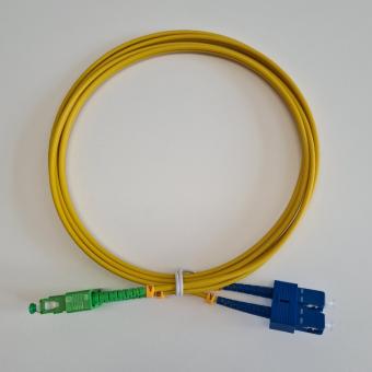 Duplex Jumper SC/APC8° auf SC, 9/125µ, LSZH, OS2, gelb, 3,0mm 