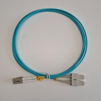 Duplex Jumper LC/SC 50/125µ , OM3, LSZH, aqua, 3,0mm 