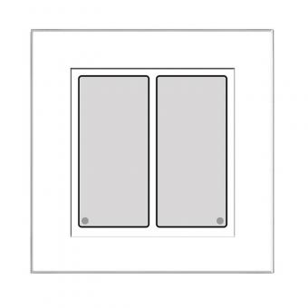 Glas-Tastenfeld weiß, 2 Tasten, Corona-Licht, I-Anschluss 