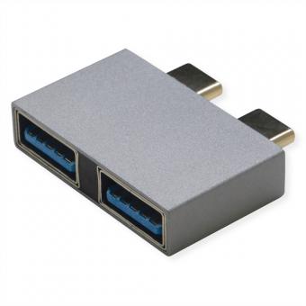 Adaptateur USB 3.2 Gen 2, 2x USB Type C - 2x USB Type A, M/F, argent 