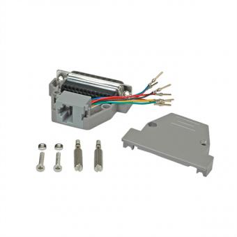 Adapter DB25 Stecker zu RJ45 Buchse, 8P/8C, 8 Leitungen 