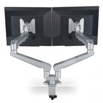 Dual LCD-Arm, Pneumatic, Tischmontage, 2 Gelenke, Pivot 