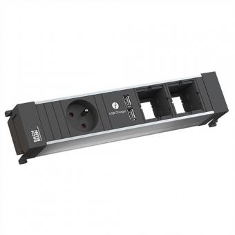 POWER FRAME 1xUTE 1xUSB Charger 2xCM Strom 0,2m GST18, schwarz / silber 