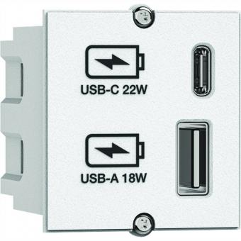 USB A/C 22Watt Charger CM blanc 