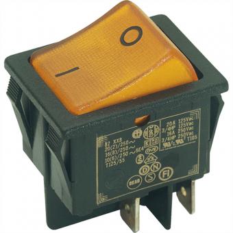 Wippenschalter Serie 3652, Aus schalter, bel., 2polig, schwarz / gelb 