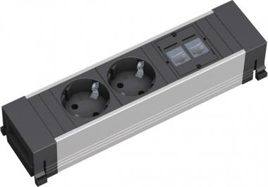 POWER FRAME, Steckdoseneinheit, 2x Schuko, 2x CAT5e 