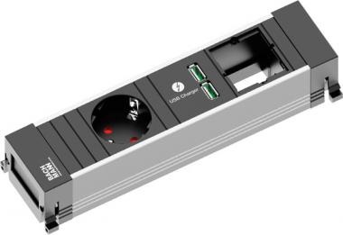 POWER FRAME, Steckdoseneinheit, 1x Schuko, 1x USB Charger, 1x ABD 