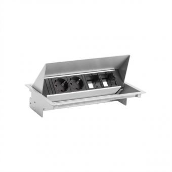 CONEO SET 2x Schutzkontakt 2x ABD, silberfarben 