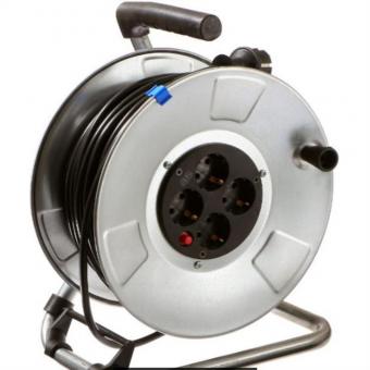 Tambour de câble en tôle d'acier 4-f. 25m, H05RR-F 3G1,5mm, IP20 