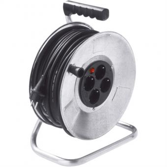 Tambour de câble en tôle d'acier 4-f. 50m, H05RR-F 3G1,5mm, IP20 