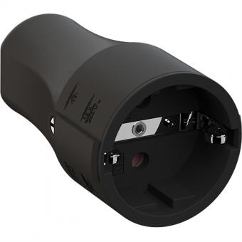 Montagekupplung schwarz, CEE 7/3 2-polig mit Schutzkontakt 