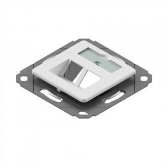 EasyLan preLink / fixLink Modulaufnahme, 2xKS m. Zentralplatte 9x31,8mm RAL9010 