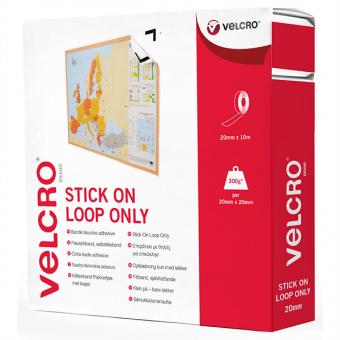 Klettband selbstklebend, nur Flausch, 20mm x 10m, weiß 