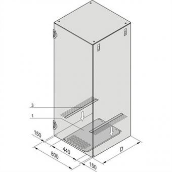 Bodenblech seitl. Kabeleinführung., f. Schränke 800x800mm 