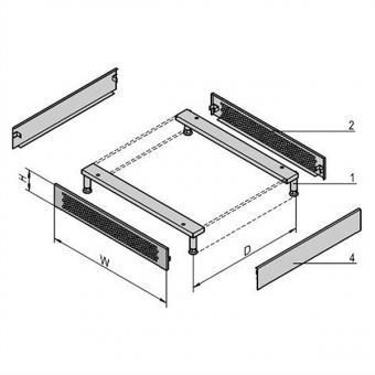 Sockel belüftet, 600mm breit, RAL 7021 