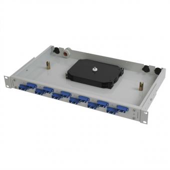 LWL-Patchpanel, 1 HE komplett, E2000APC 12x 