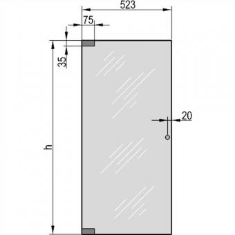 Glastür, 120°-Öffnungswinkel, SEKURIT-TUER 12HE, 553B 