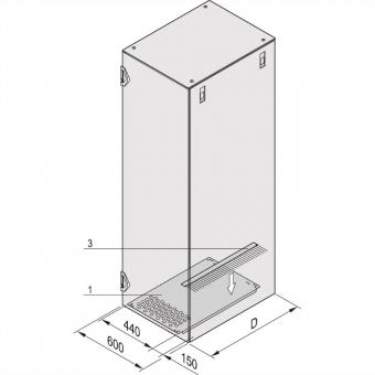 Bodenblech für seitliche Kabeldurchführung, 600/800 x 1000mm, RAL 7021 