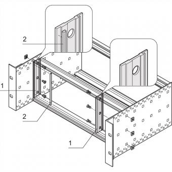 Face avant Kit de blindage CEM, textile, face avant vers face latérale, encastré, 3 U 