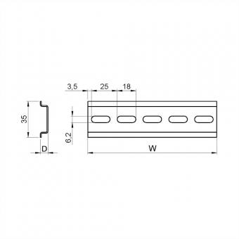 DIN-HUTSCHIENE 25H 7,5T 575L, 10 ST. 