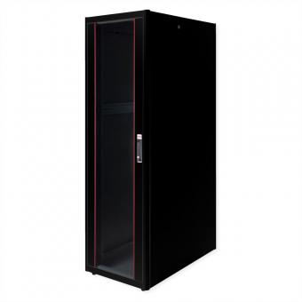 19-Zoll Netzwerkschrank Basic 42 HE, 600x1000 BxT Glastür schwarz 