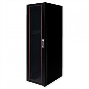 19-Zoll Netzwerkschrank Basic 42 HE, 600x800 BxT Glastür schwarz 