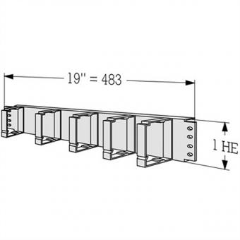19-Zoll-Kabelführung, 1 HE mit 5 Kabelösen, Kunststoff, grau 
