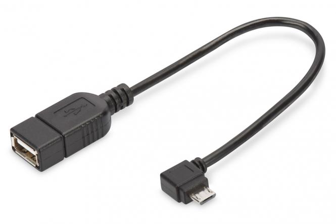 USB Adapter / Konverter, OTG, micro B/St - A/Bu, 0,15m 
