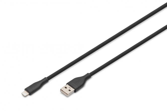 Lightning Silikon Anschlusskabel, USB-A zu Lightning, 1m, schwarz 
