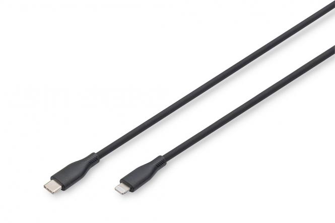 Lightning Silikon Anschlusskabel, USB-C zu Lightning, 1m, schwarz 