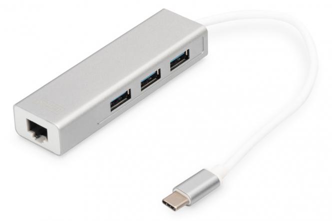 USB Type-C 3-Port Hub + Gigabit Ethernet 