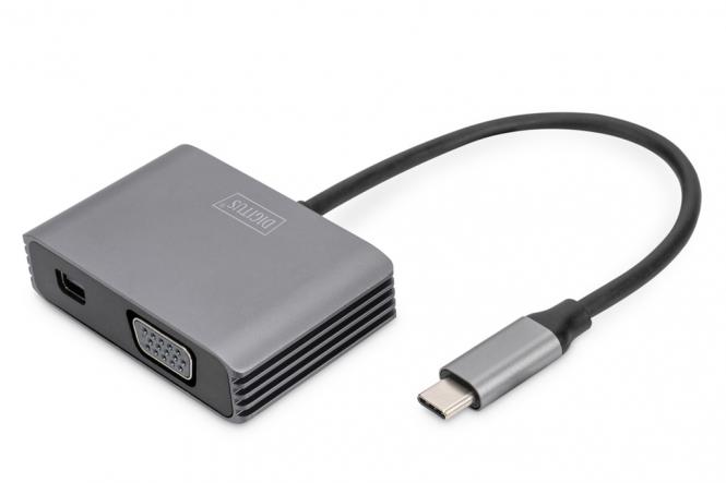 USB Type-C 4K 2in1 Mini DisplayPort + VGA Grafik-Adapter 