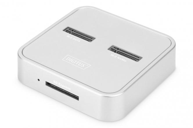 M.2 NVMe + M.2 SATA SSD Docking Station mit SD-Express Kartenleser, USB-C 