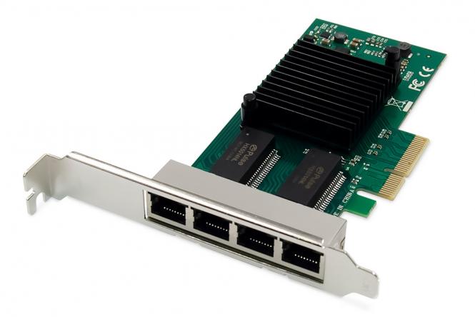 4-Port GBit Netzwerkkarte, RJ45, PCI Express, Intel I350 