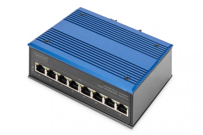 Industrial 8-Port Fast Ethernet Switch, Unmanaged 