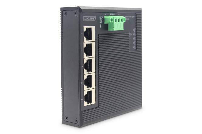Industrial 5-Port Gigabit Switch, Flat, Unmanaged 