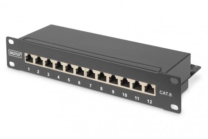 CAT 6, Klasse E Patch Panel, geschirmt, schwarz 
