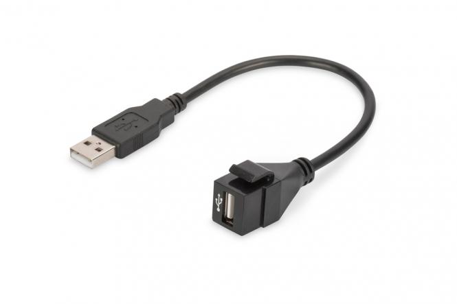 USB 2.0 Keystone Modul mit 16cm Kabel (Buchse/Stecker) 