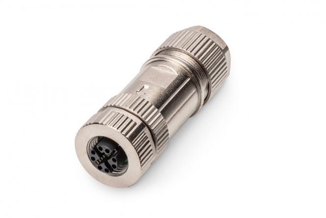 M12-Buchse X-kodiert IP67, Cat. 6A, feldkonfektionierbar 