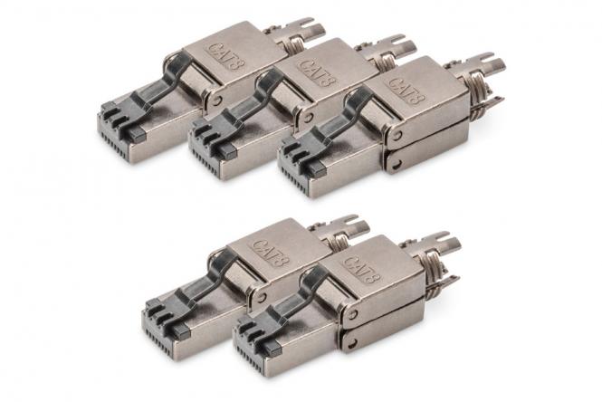 CAT 8.1 Feldstecker, geschirmt, werkzeugfreier Montageanschluss, 5 Stk. 