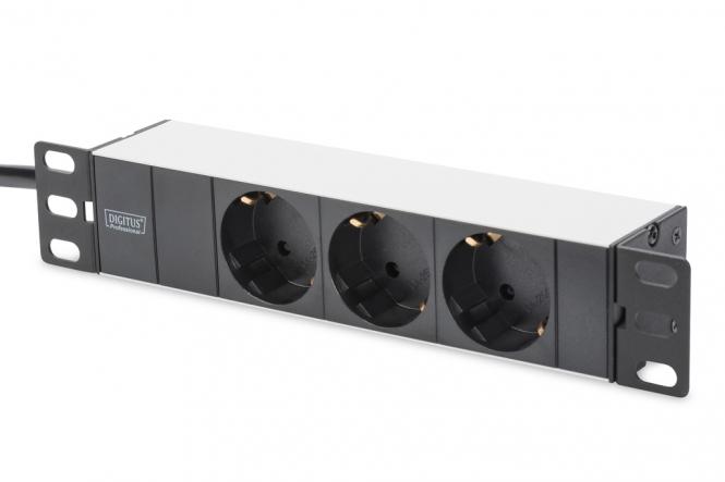 Steckdosenleiste mit Aluminiumprofil, 3-fach Schutzkontaktsteckdose, 2m Zuleitung Schutzkontaktstecker 