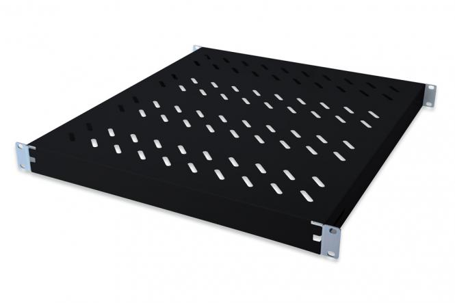Fachboden mit variablen Befestigungsschienen zum Festeinbau in 483mm (19-Zoll)-Schränke 