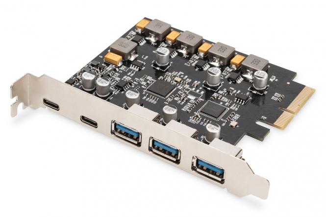 PCIe Karte 2x USB-C + 3x USB A 