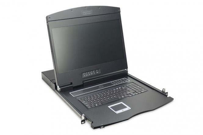 Modulare Konsole mit 19-Zoll TFT (48,3cm), 1-Port KVM + Touchpad, deutscher Tastatur 
