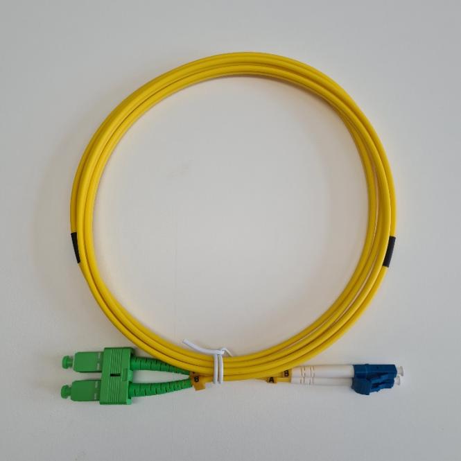 Duplex Jump LC-SC/APC8° 9/125µm, LSZH, OS2, gelb, 3,0mm 