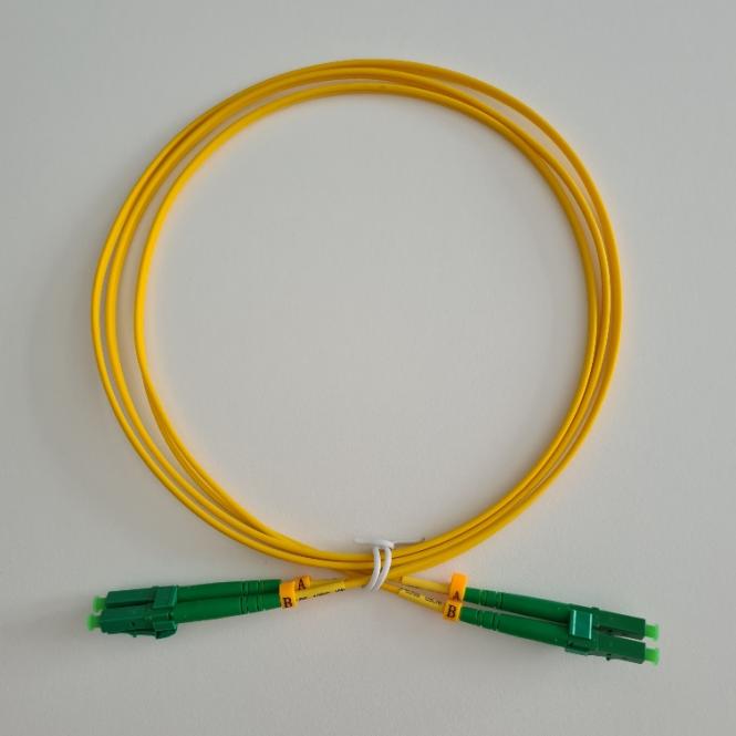 Duplex Jumper LC APC8°/LC APC8° 9/125µm, SM, LSZH, gelb, 2,0mm 