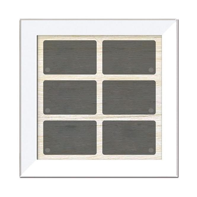 GT6 mit schmalem Rahmen, weiß, mit 6 Tasten, 6 LEDs, integr. TS 