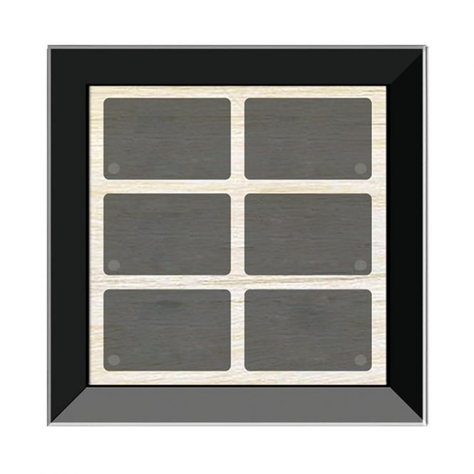 GT6 mit schmalem Rahmen, schwarz, mit 6 Tasten, 6 LEDs, integr. TS 