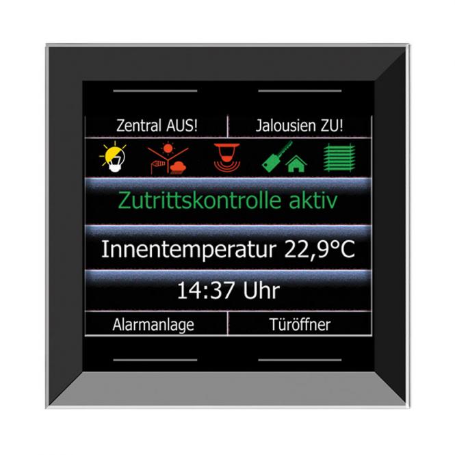 Glas-Farbdisplay 2,8-Zoll, schmaler Rahmen, schwarz, 4 Tasten, integr. TS 