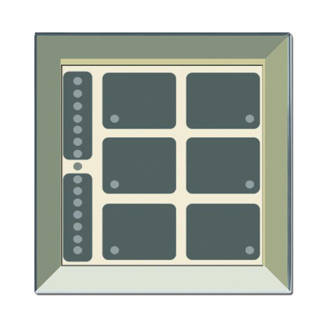GT8 Rahmen, schmal, champagner, 6 + 2 Tasten, 6 LEDs, BarGraph LED, integr. TS 